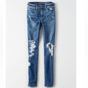 American Eagle Next Level Stretch Distressed Medium Wash Jeggings Size 10 Short
